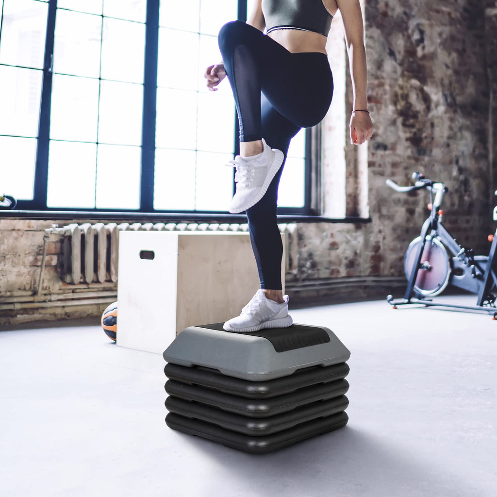 Height Adjustable Step Aerobic Platform with 4 Risers Z373