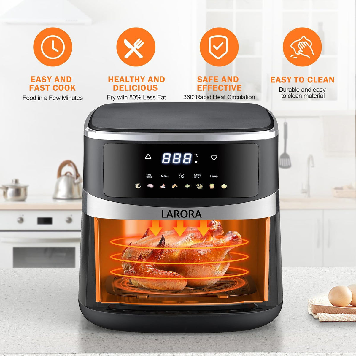 6 QT Family Size Air Fryer with Visible Cooking Window A6996