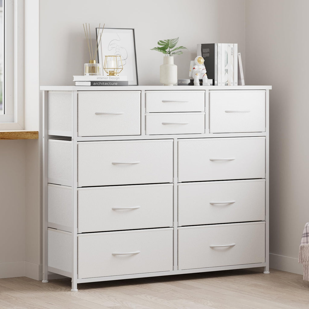 White 10 Drawer Fabric Dresser Y47764
