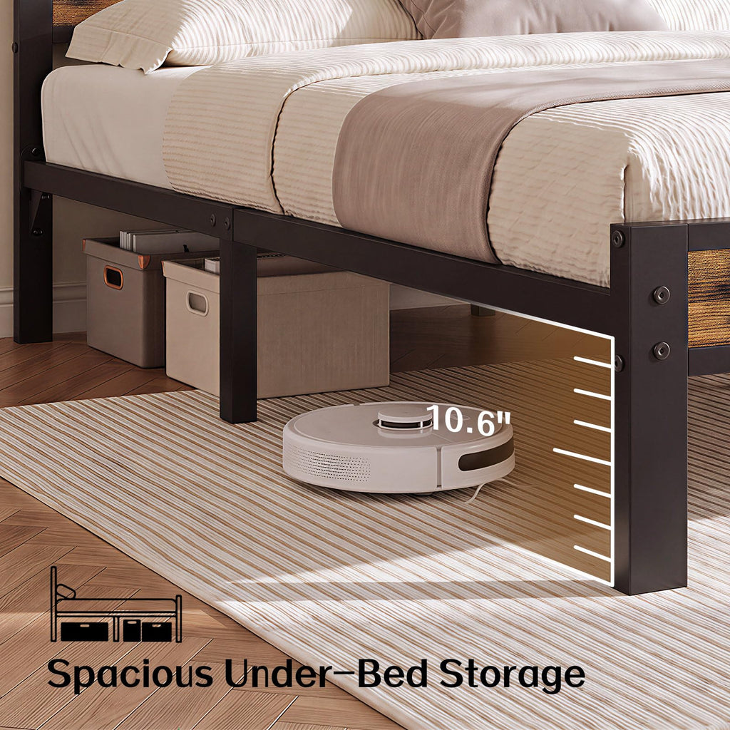 Metal Platform Bed with Charging Station and LED Y91547