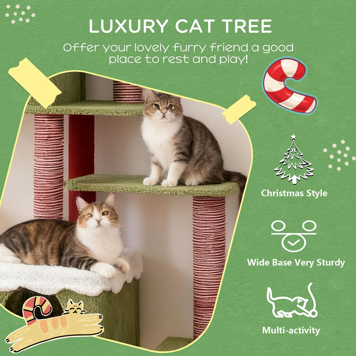 70 Inch Cat Tree with 3 Condos & Climbing Ladder B9114