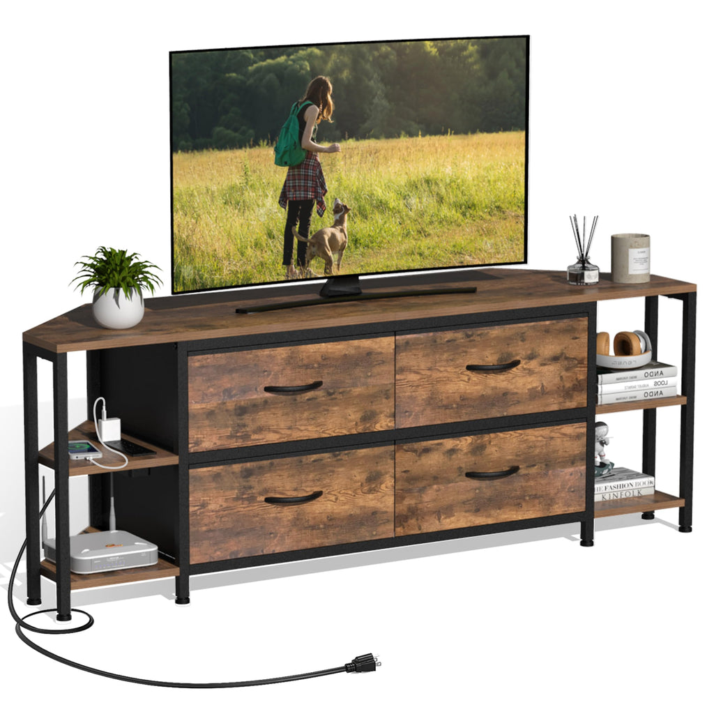 Brown Corner TV Stand with Drawer E2259