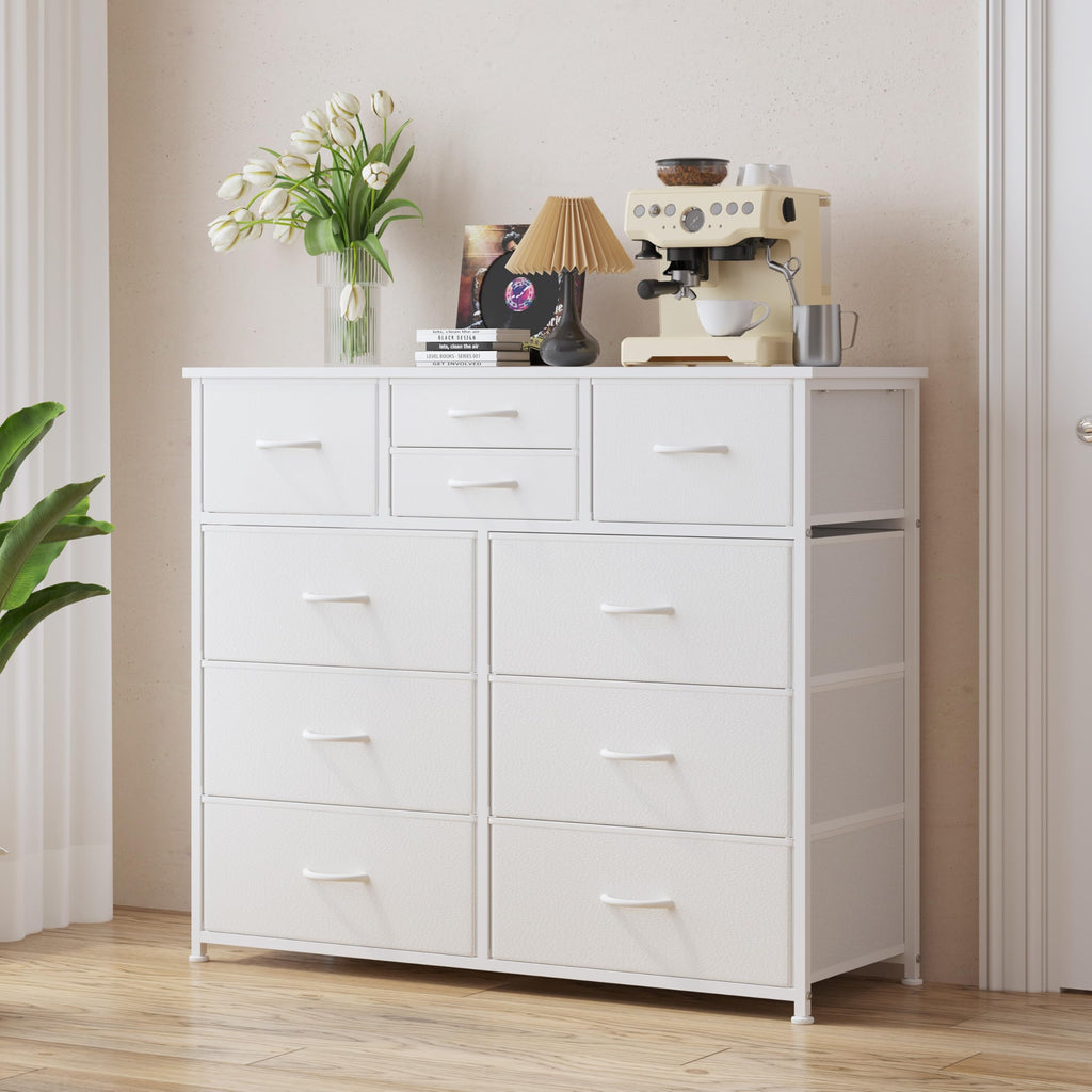 White 10 Drawer Fabric Dresser Y47764