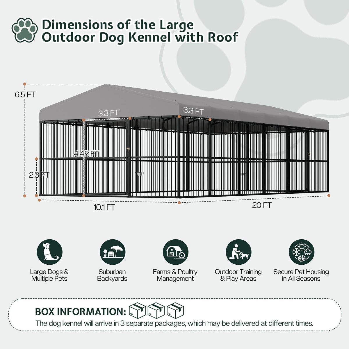 10x20x6.4 FT Outdoor Dog Kennel O3864