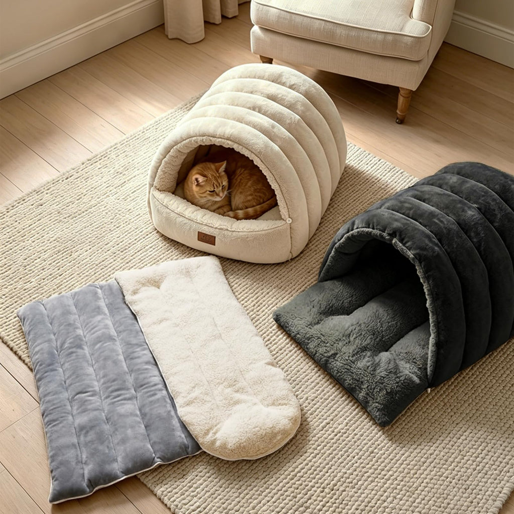 Covered Cat Bed Cave Grey D5426