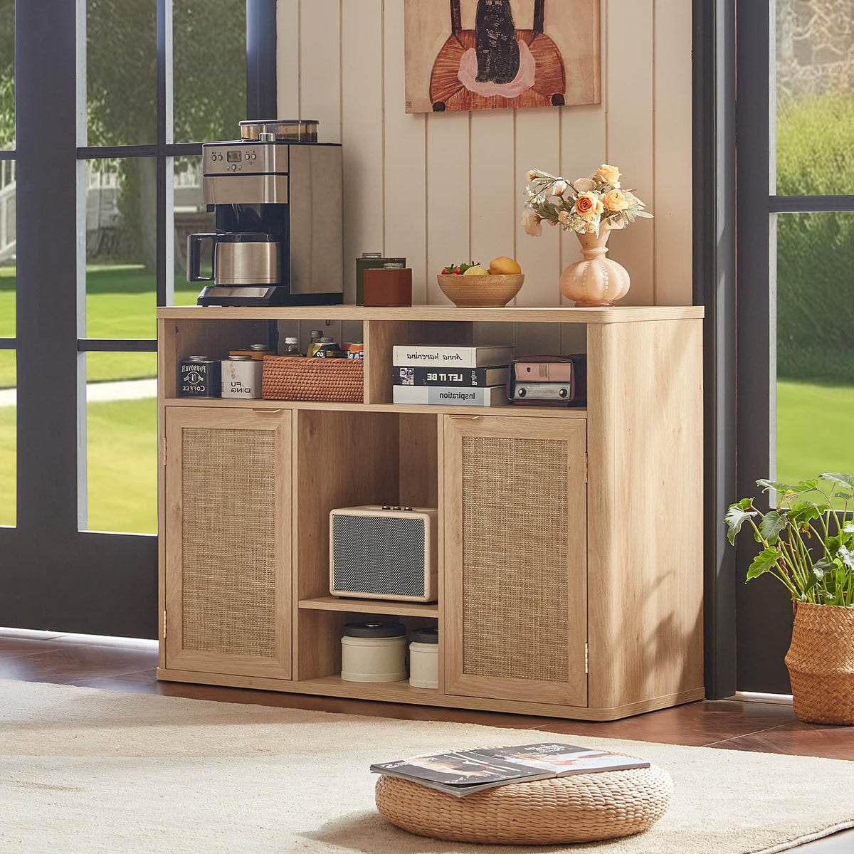 Rattan Wine Bar Cabinet with Storage K3299