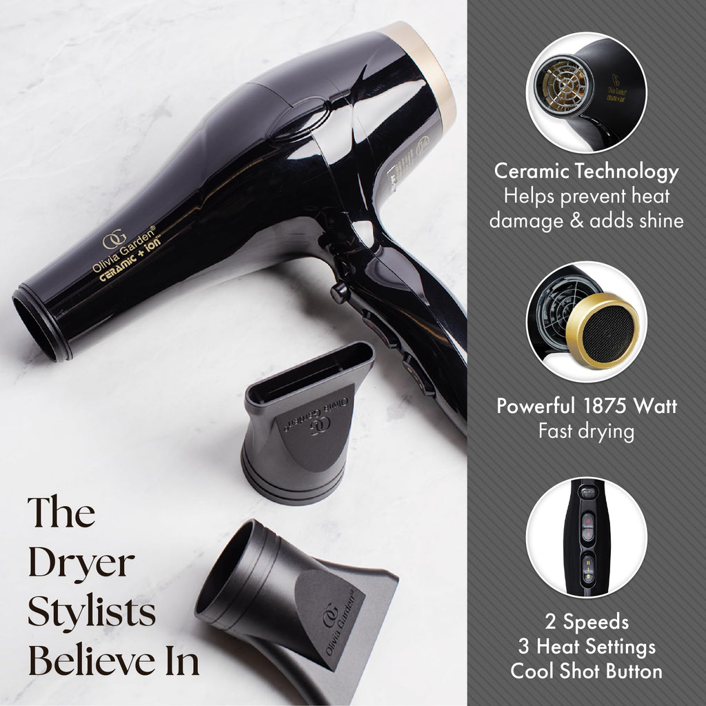 1875W Ceramic Ion Hair Dryer with 2 Nozzles D3721