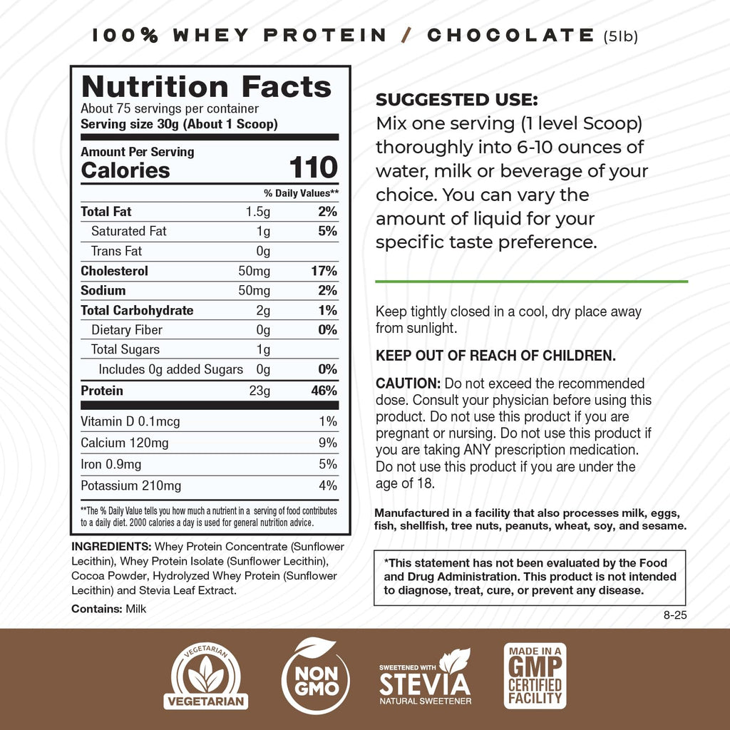 Grass Fed Whey Protein Powder Blend, Chocolate (5lb) L884