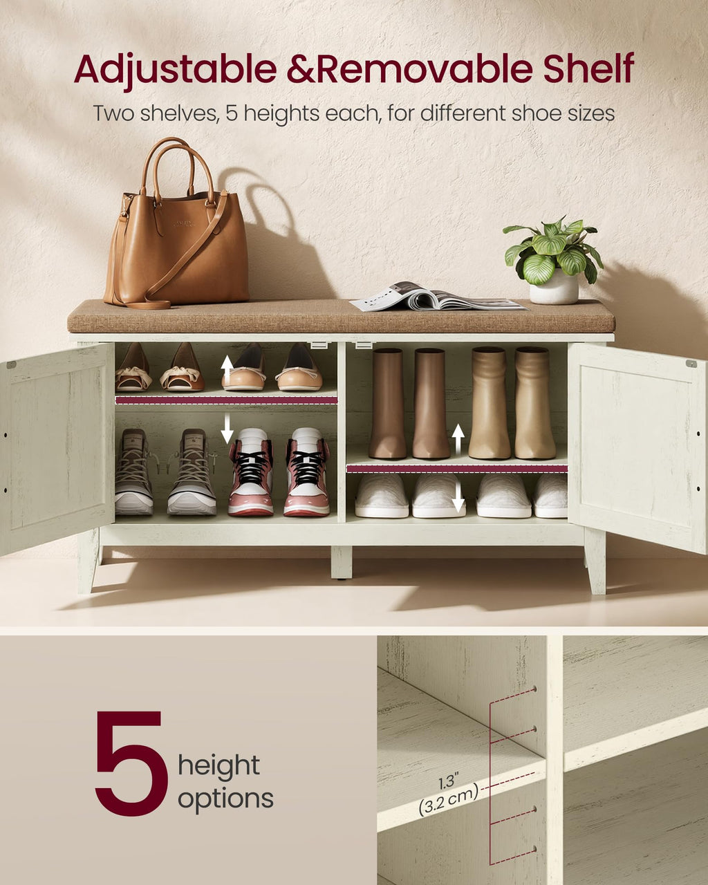 Shoe Bench with Cushion F64116