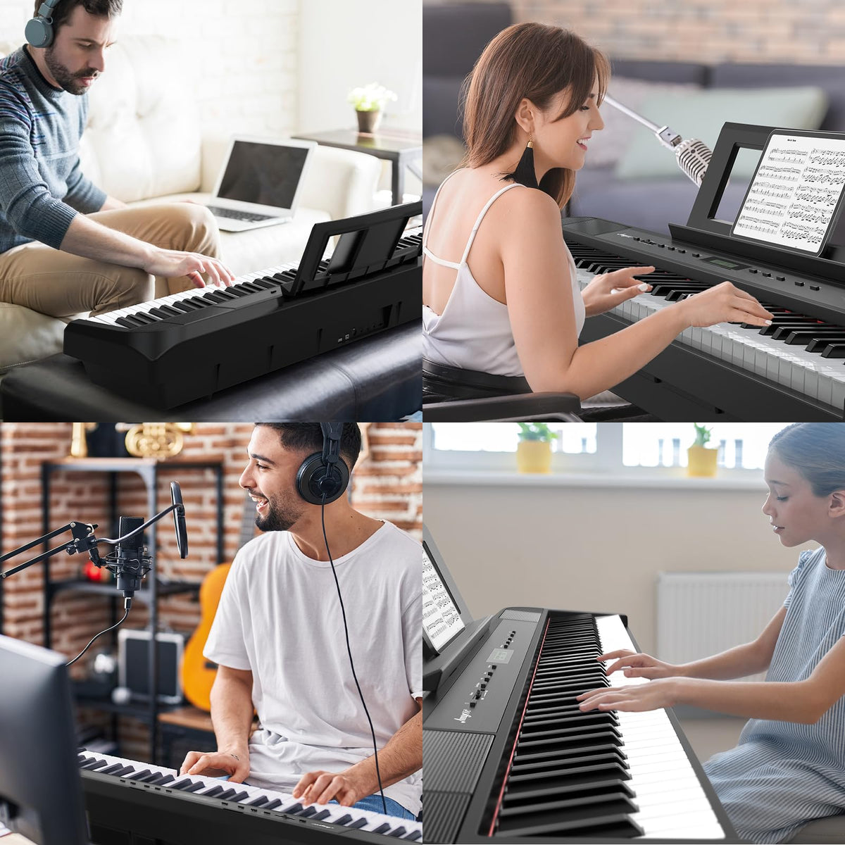 88-Key Weighted Hammer Action Digital Piano with Stand, Headphones, Carrying Case & Power Adapter R4444