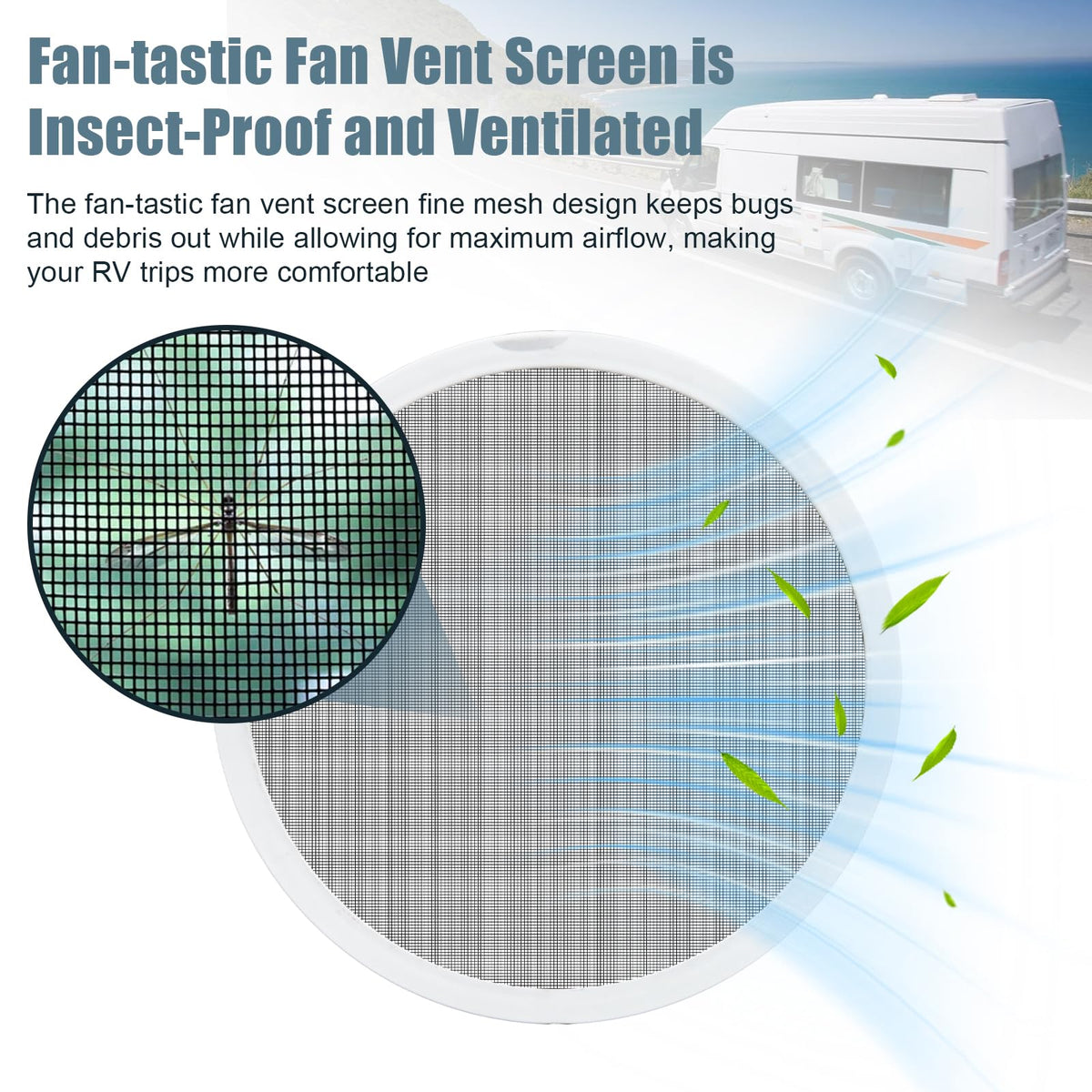 White 2PCS RV Vent Screen Roof Fan Frame Parts A108793