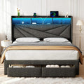 Queen Bed Frame with 2 Storage Drawers and Upholstered Headboard Q125