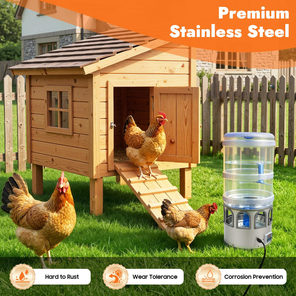5 Gal Heated Chicken Waterer 80W Adjustable Temperature D274892