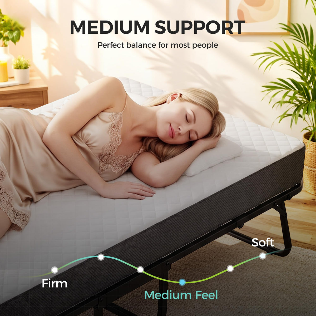 Folding Bed with Memory Foam Mattress Twin Size Metal Frame A878649