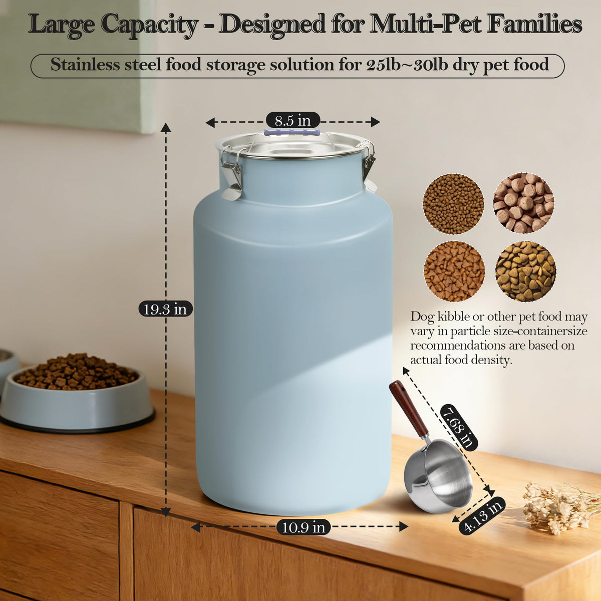 Stainless Steel Dog Food Storage Container with Scoop Z71575