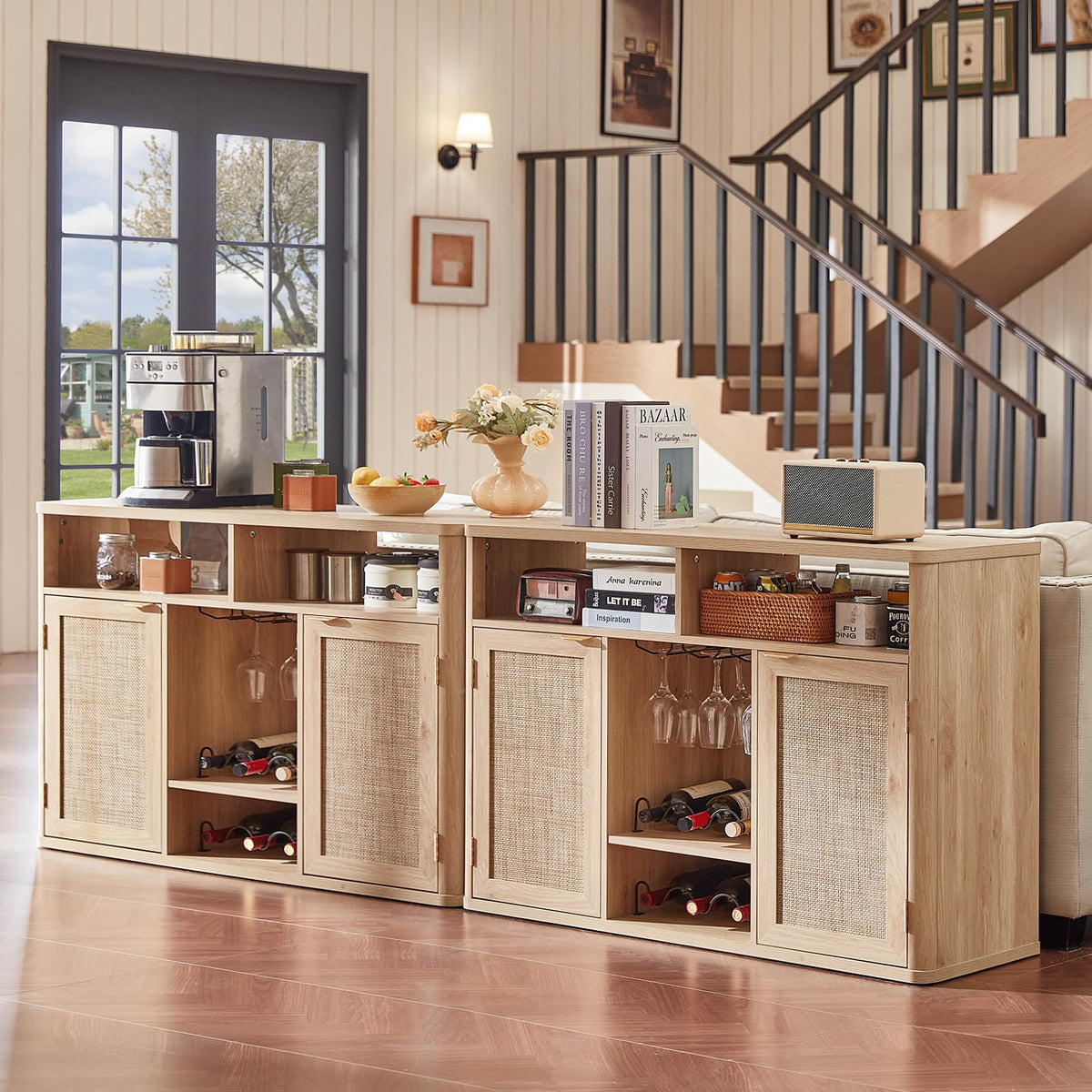 Rattan Wine Bar Cabinet with Storage K3299