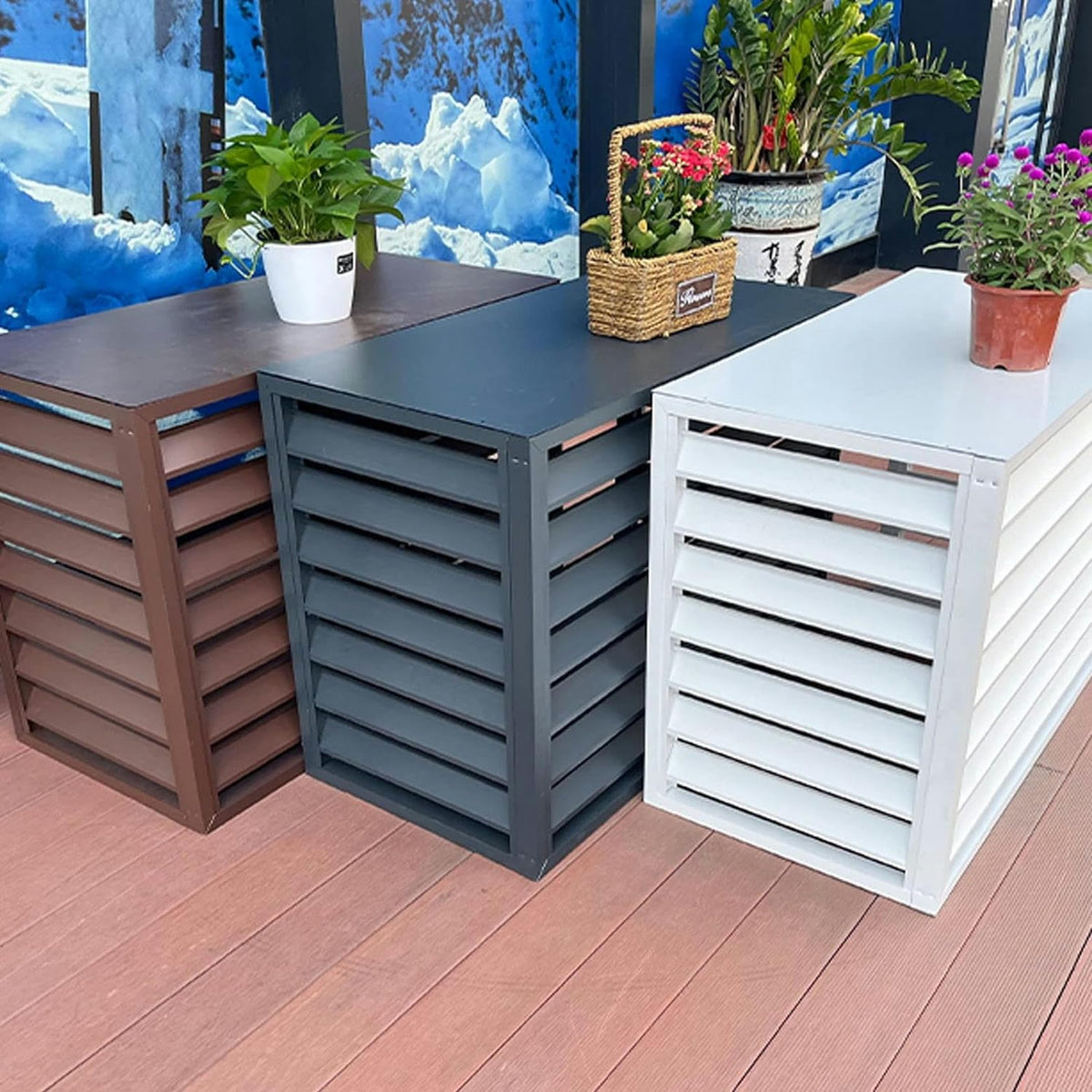 Aluminum Air Conditioner Fence Cover White 100*50*70cm X532119