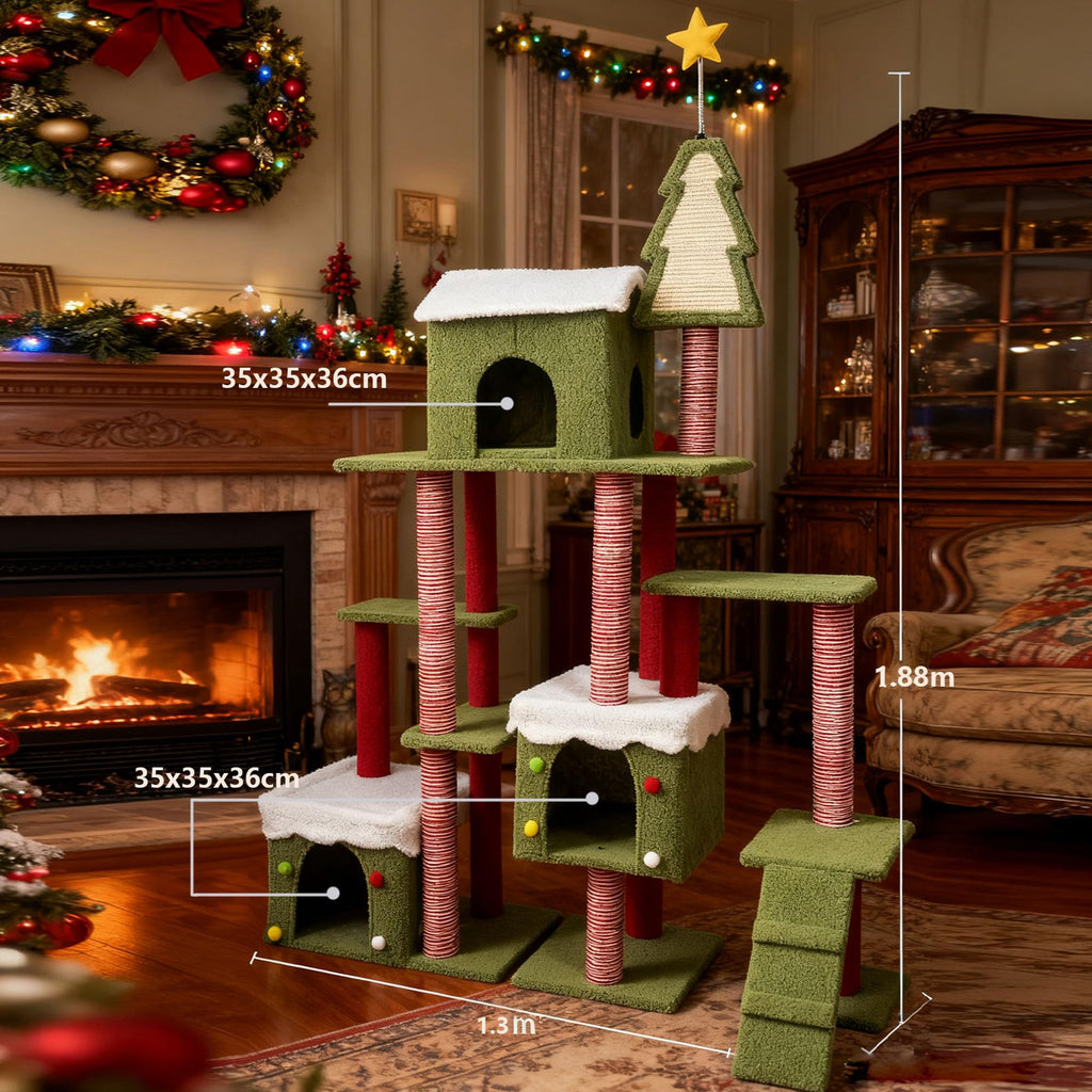 70 Inch Cat Tree with 3 Condos & Climbing Ladder B9114