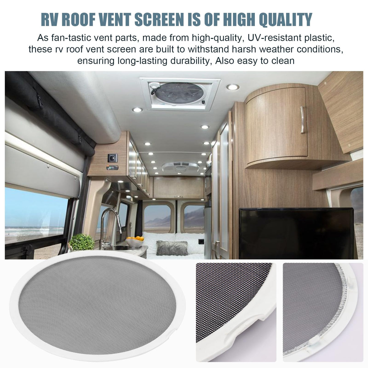 White 2PCS RV Vent Screen Roof Fan Frame Parts A108793