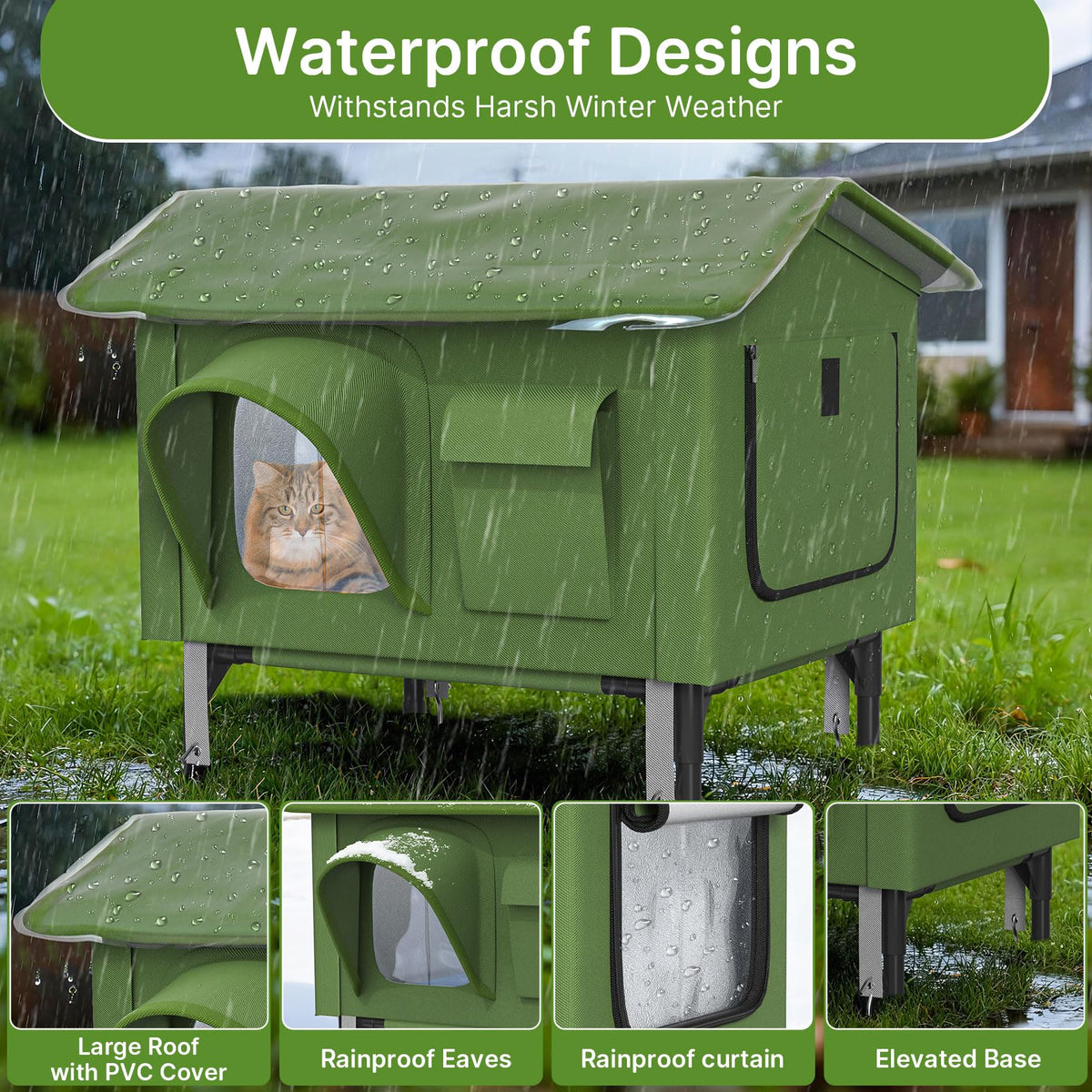 24" Heated Cat House with Escape Door T901