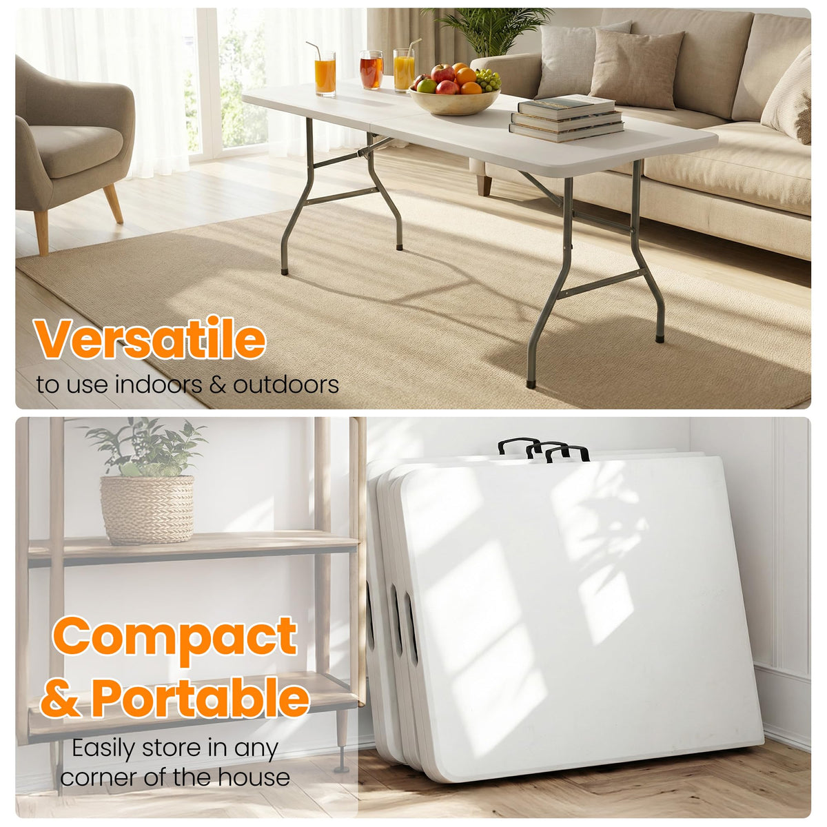 6FT White Portable Plastic Folding Table A39704