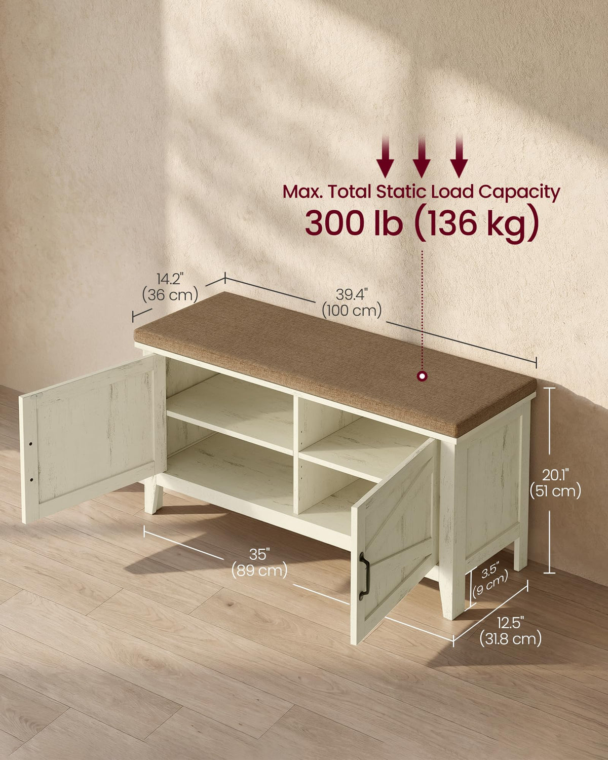 Shoe Bench with Cushion F64116
