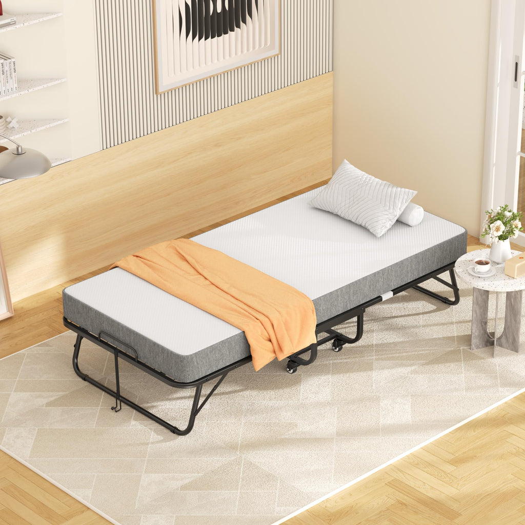 Folding Bed with Memory Foam Mattress Twin Size Metal Frame A878649