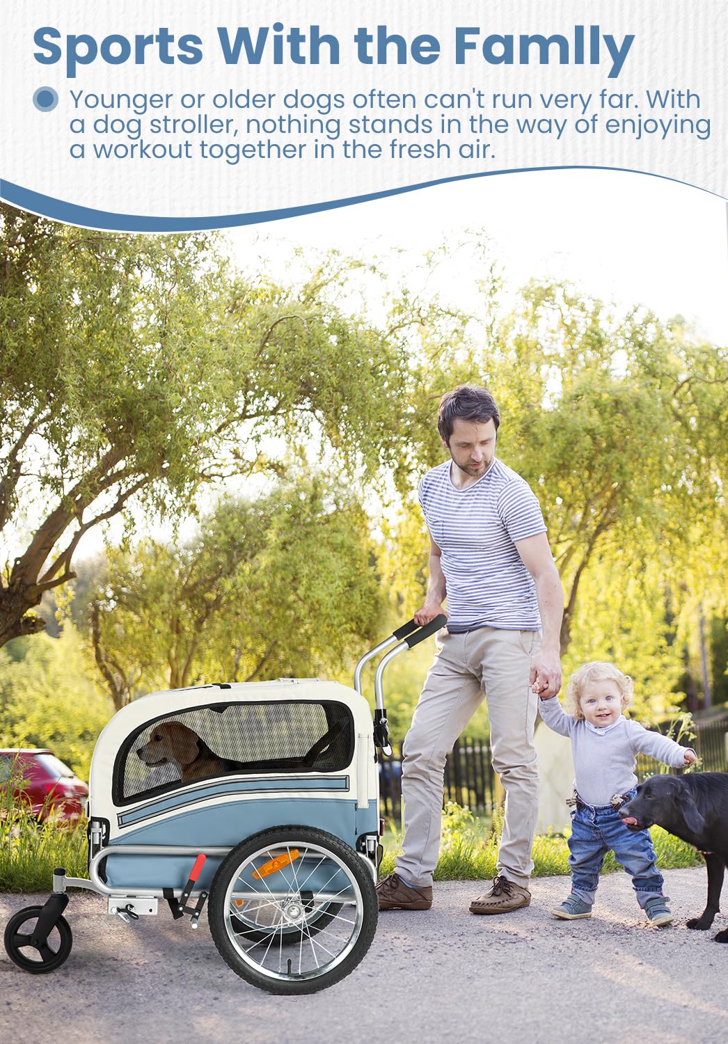 2 in 1 Pet Bicycle Trailer with 6" Stroller Wheel U30991