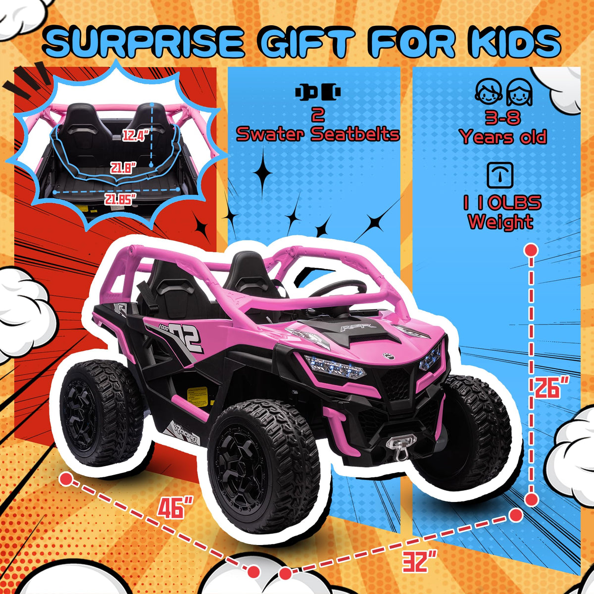 24V 10AH 2-Seater 4x4 Ride on Car UTV M9028