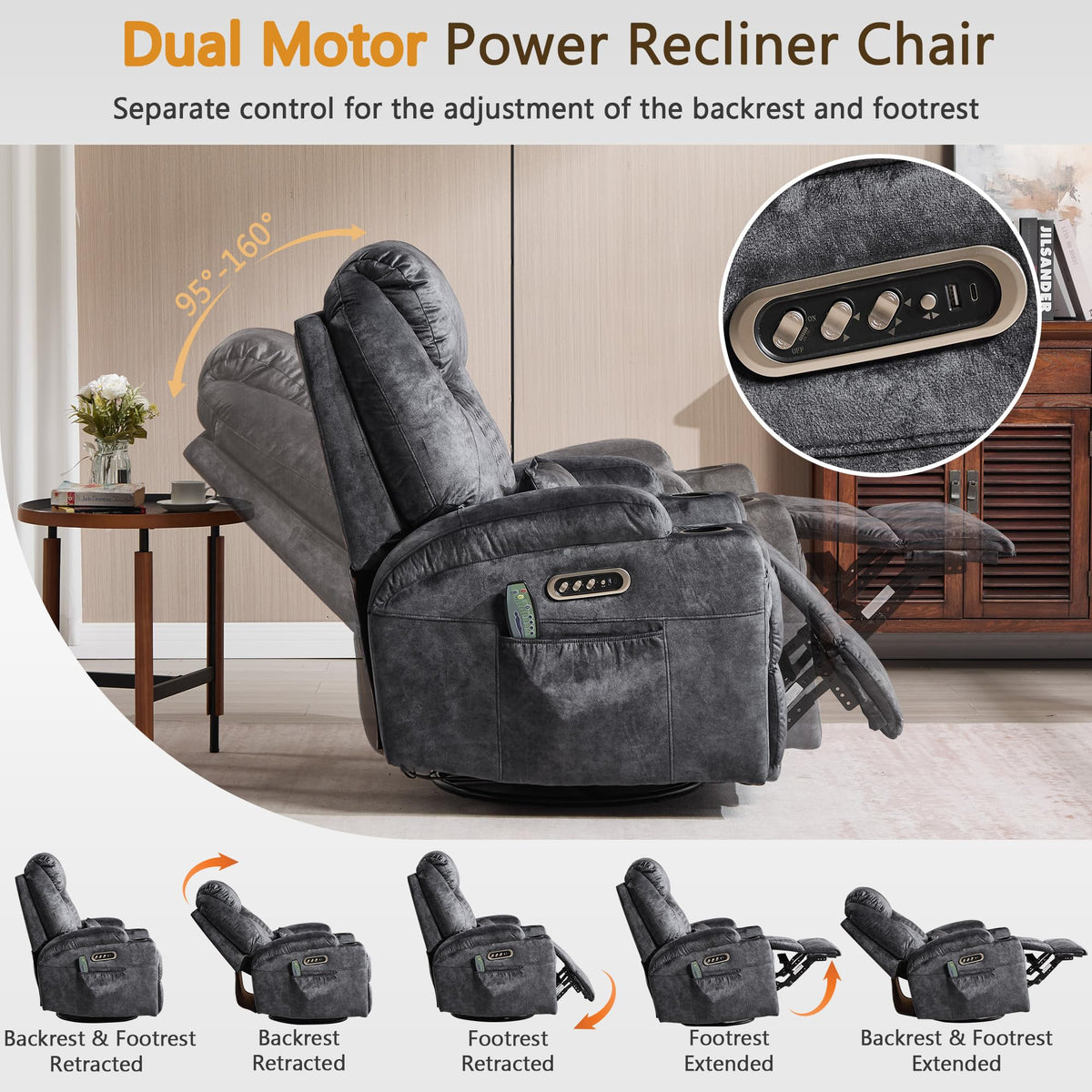 Power Swivel Rocker Recliner Chair V268306