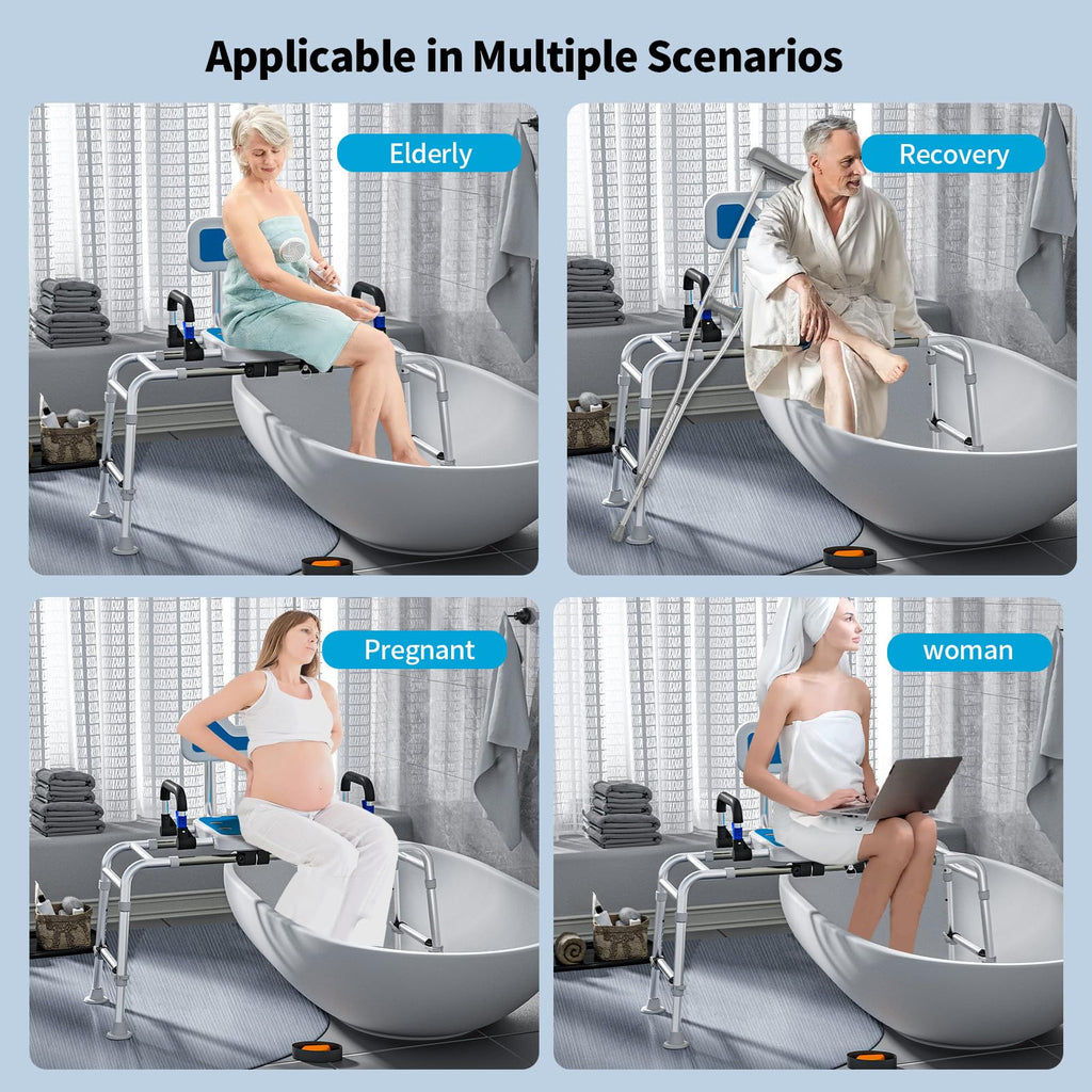 Sliding Shower Chair with Arms and Back, 500lbs Non Slip Aluminum Adjustable Height V47930