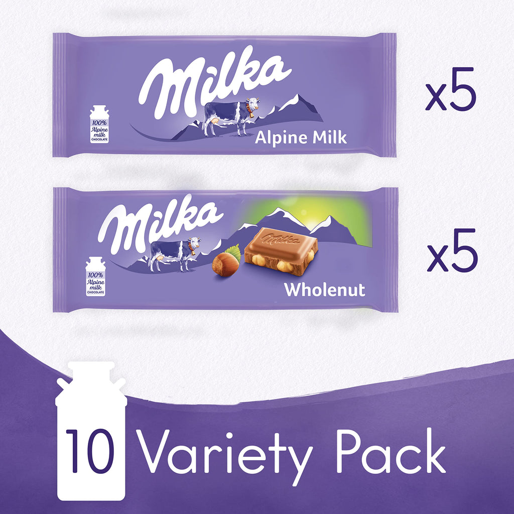 Chocolate Bars Variety Pack, Alpine Milk & Hazelnut, 10 - 3.52 oz Bars P166