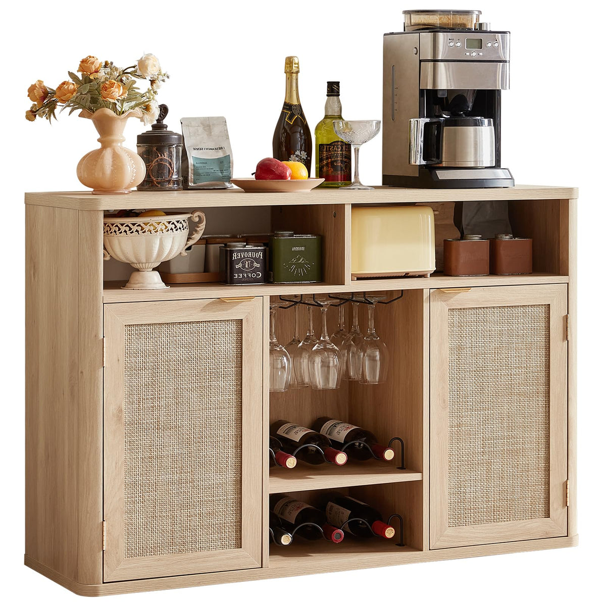 Rattan Wine Bar Cabinet with Storage K3299