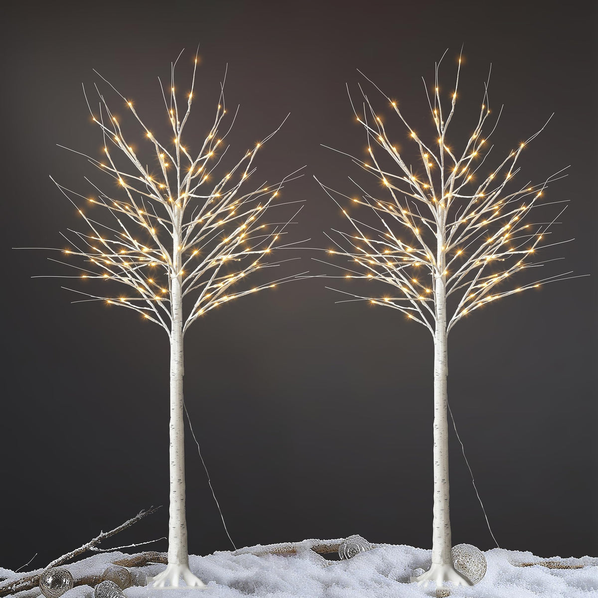 White Birch Tree with Lights, 2PCS C542764