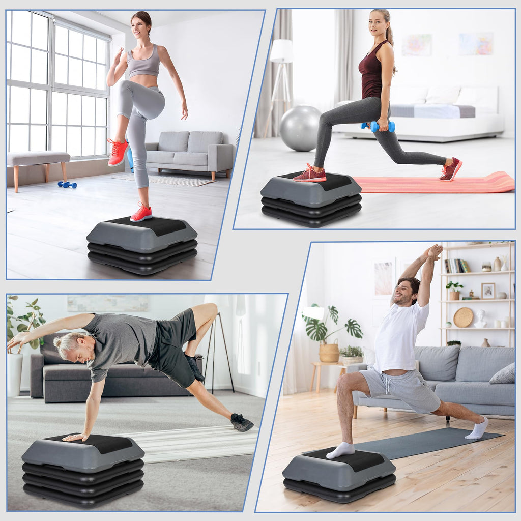 Height Adjustable Step Aerobic Platform with 4 Risers Z373