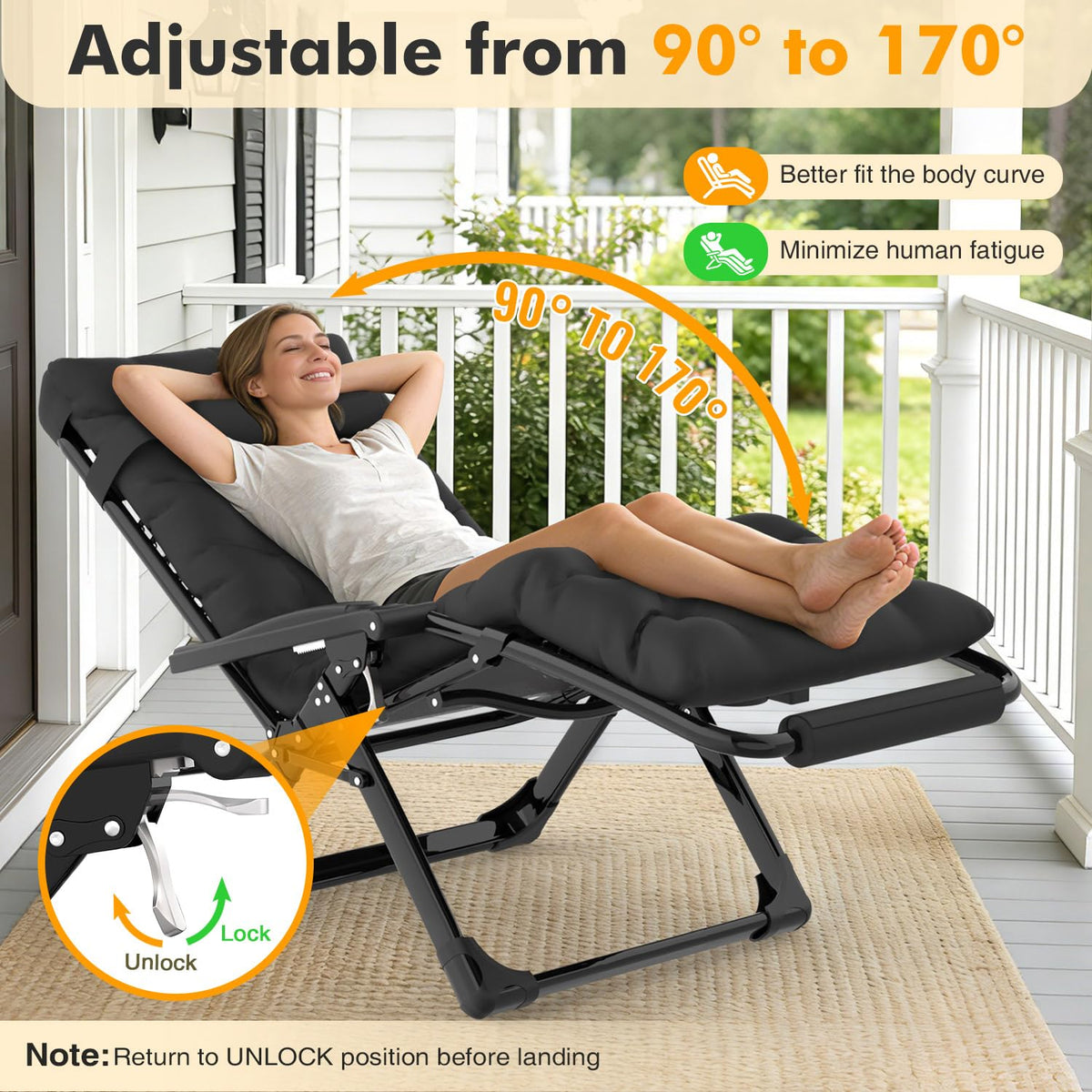 Oversized Zero Gravity Chair XL Black Z390