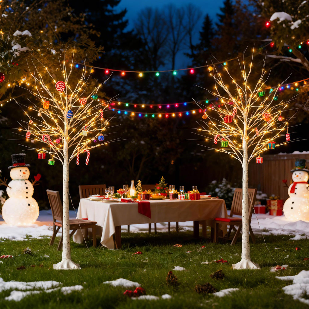 White Birch Tree with Lights, 2PCS C542764