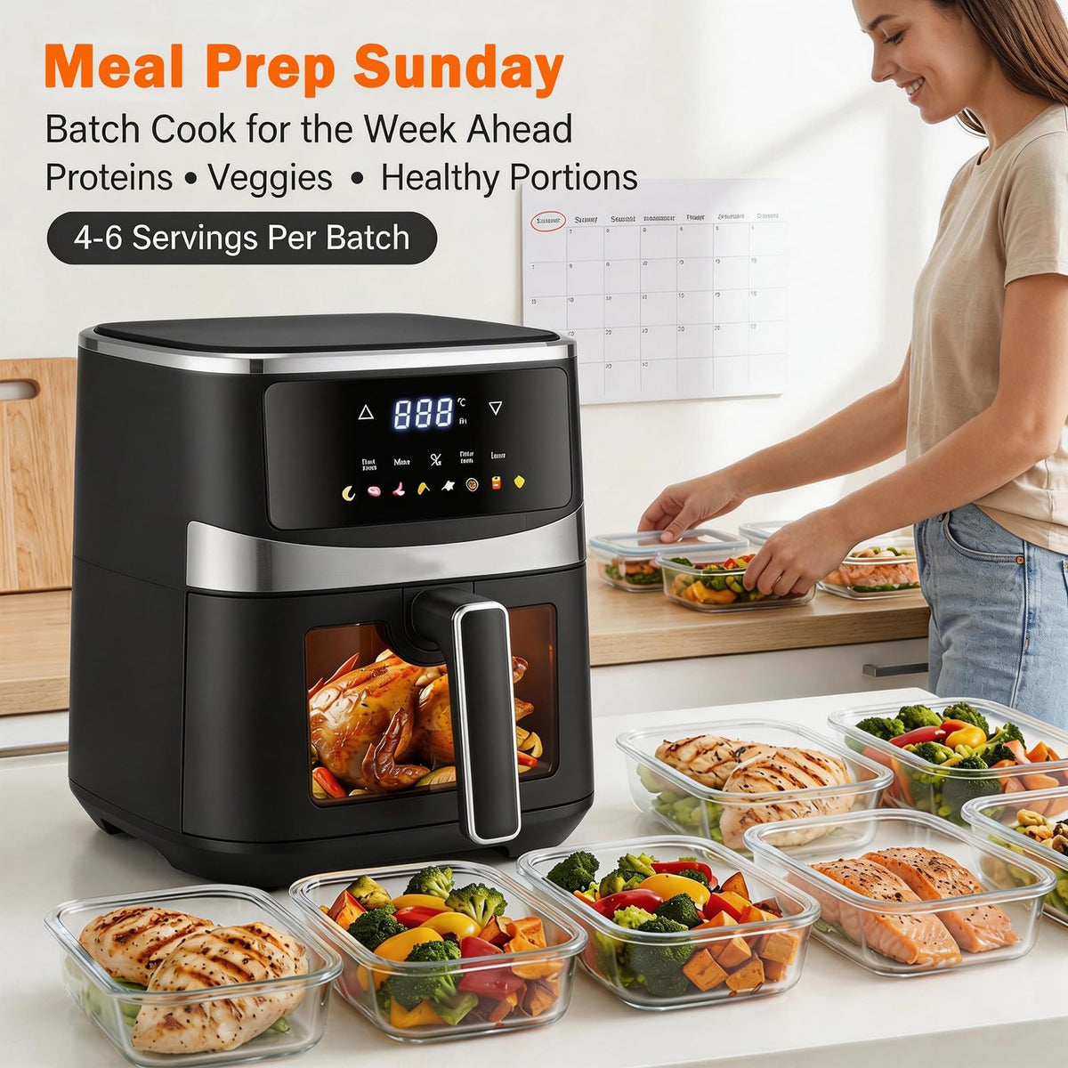 6 QT Family Size Air Fryer with Visible Cooking Window A6996