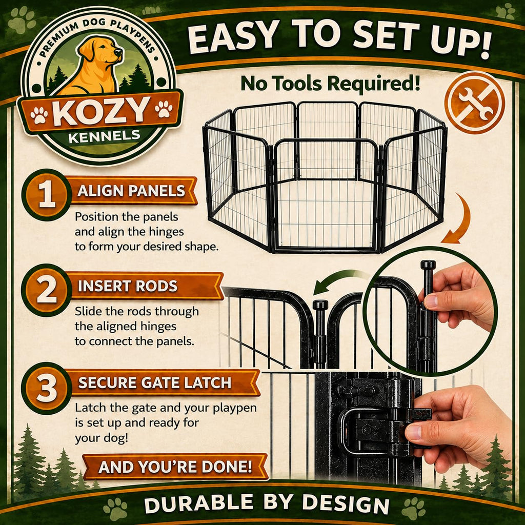 32 inch 16 Panels Heavy Duty Metal Dog Playpen with Gate A44421