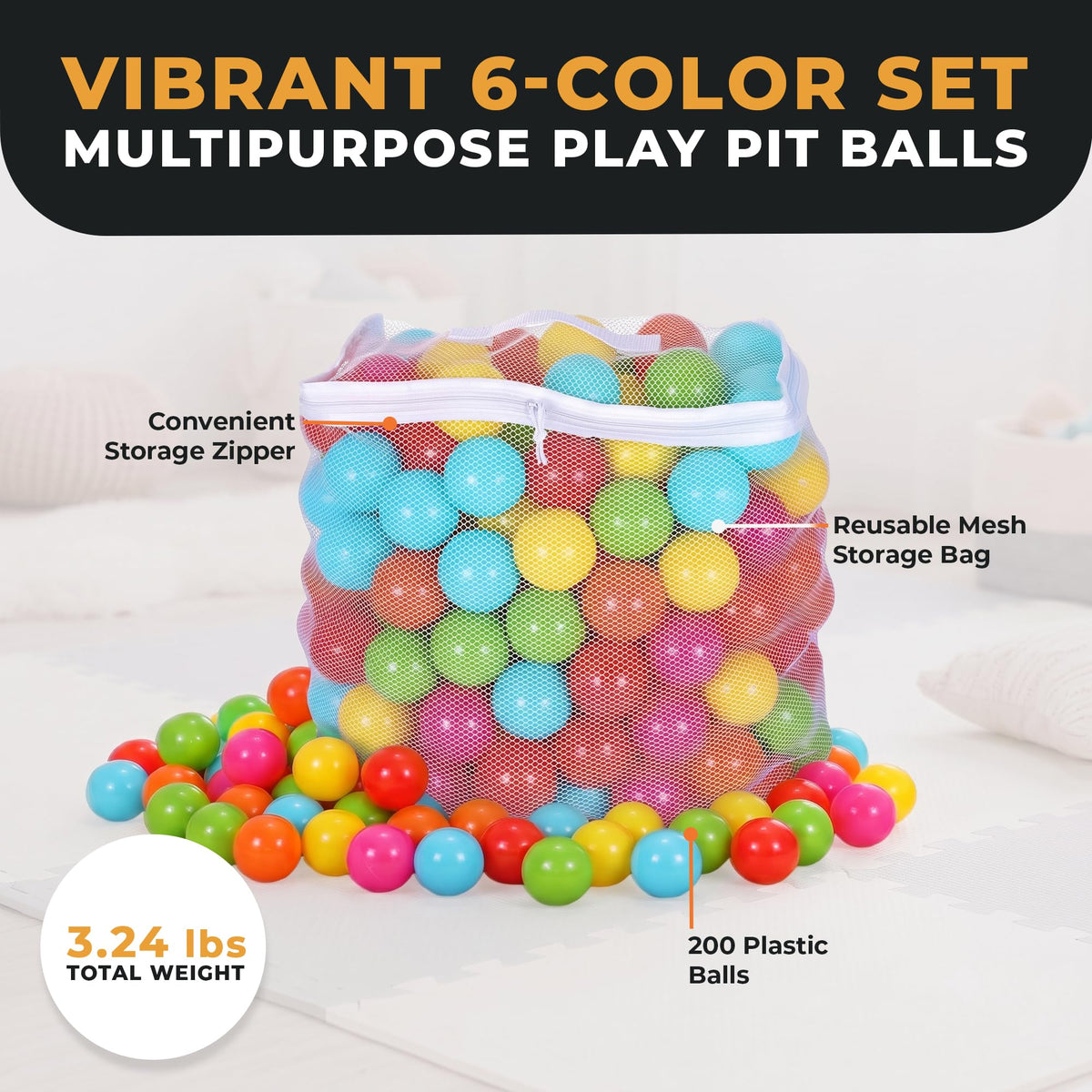 Play Pit Balls Toy Set with Mesh Bag L883