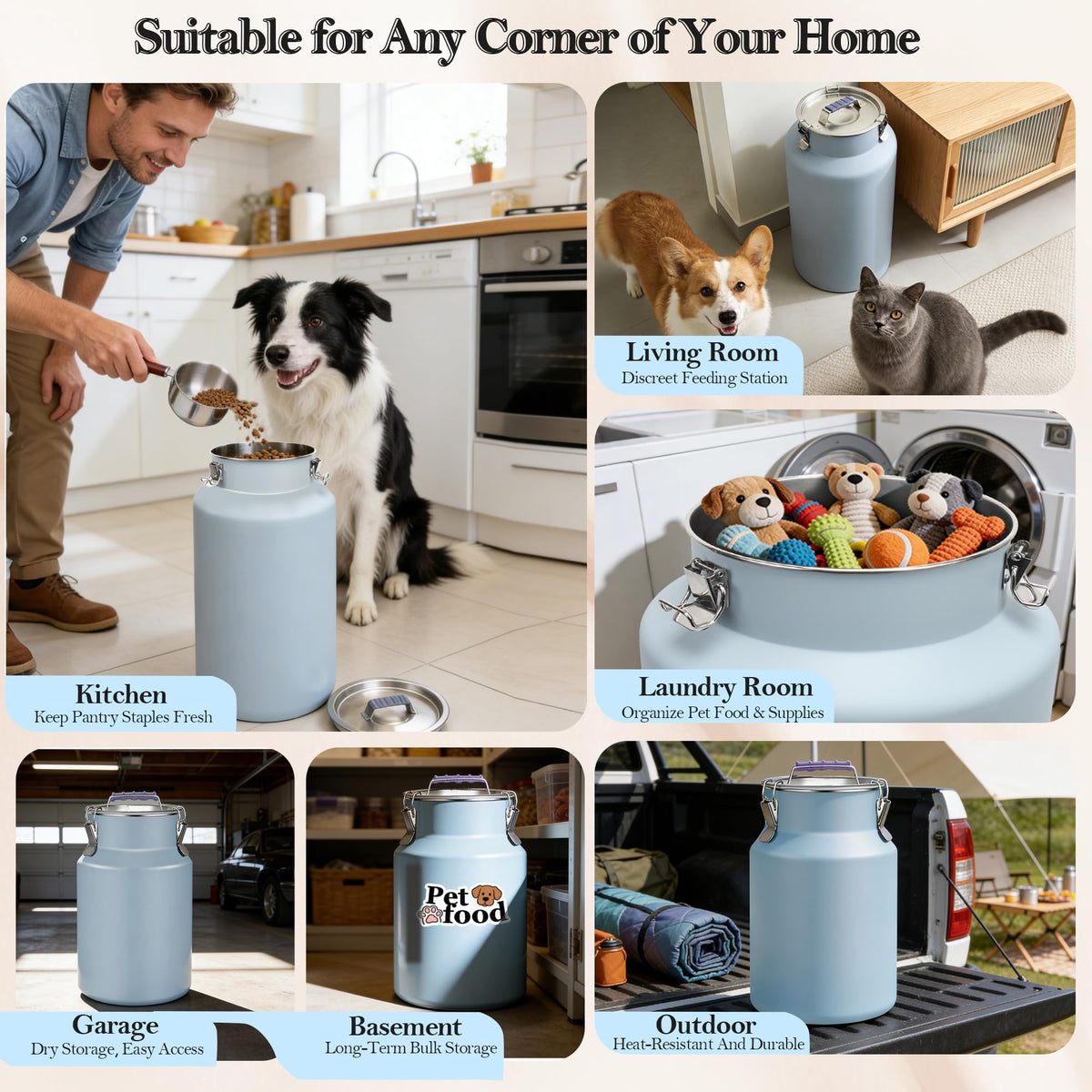 Stainless Steel Dog Food Storage Container with Scoop Z71575
