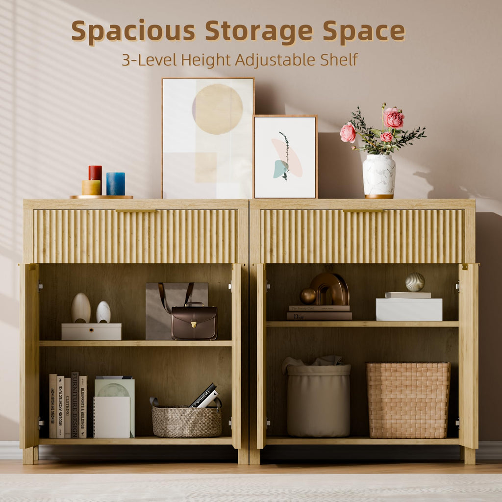 Natural Oak Storage Cabinet with Adjustable Shelves U98351