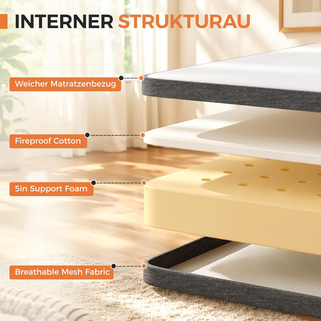 Folding Bed with Memory Foam Mattress Twin Size Metal Frame A878649