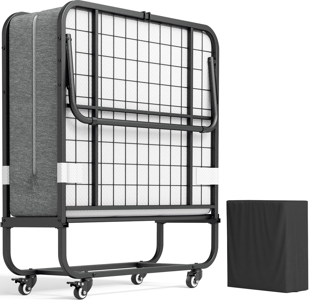 Folding Bed with Memory Foam Mattress Twin Size Metal Frame A878649