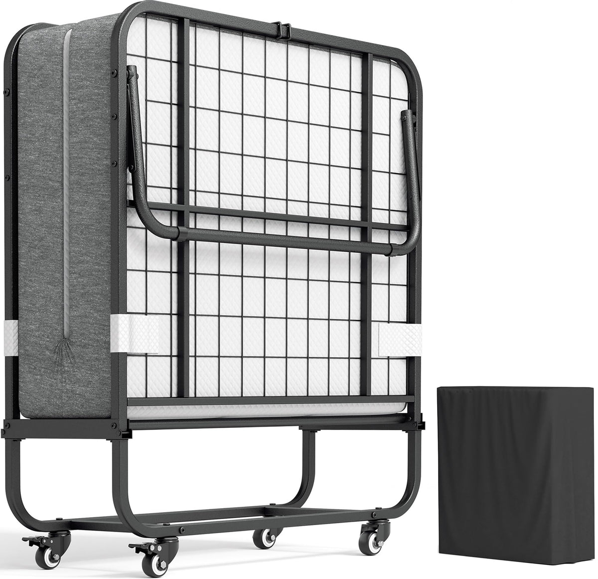 Folding Bed with Memory Foam Mattress Twin Size Metal Frame A878649
