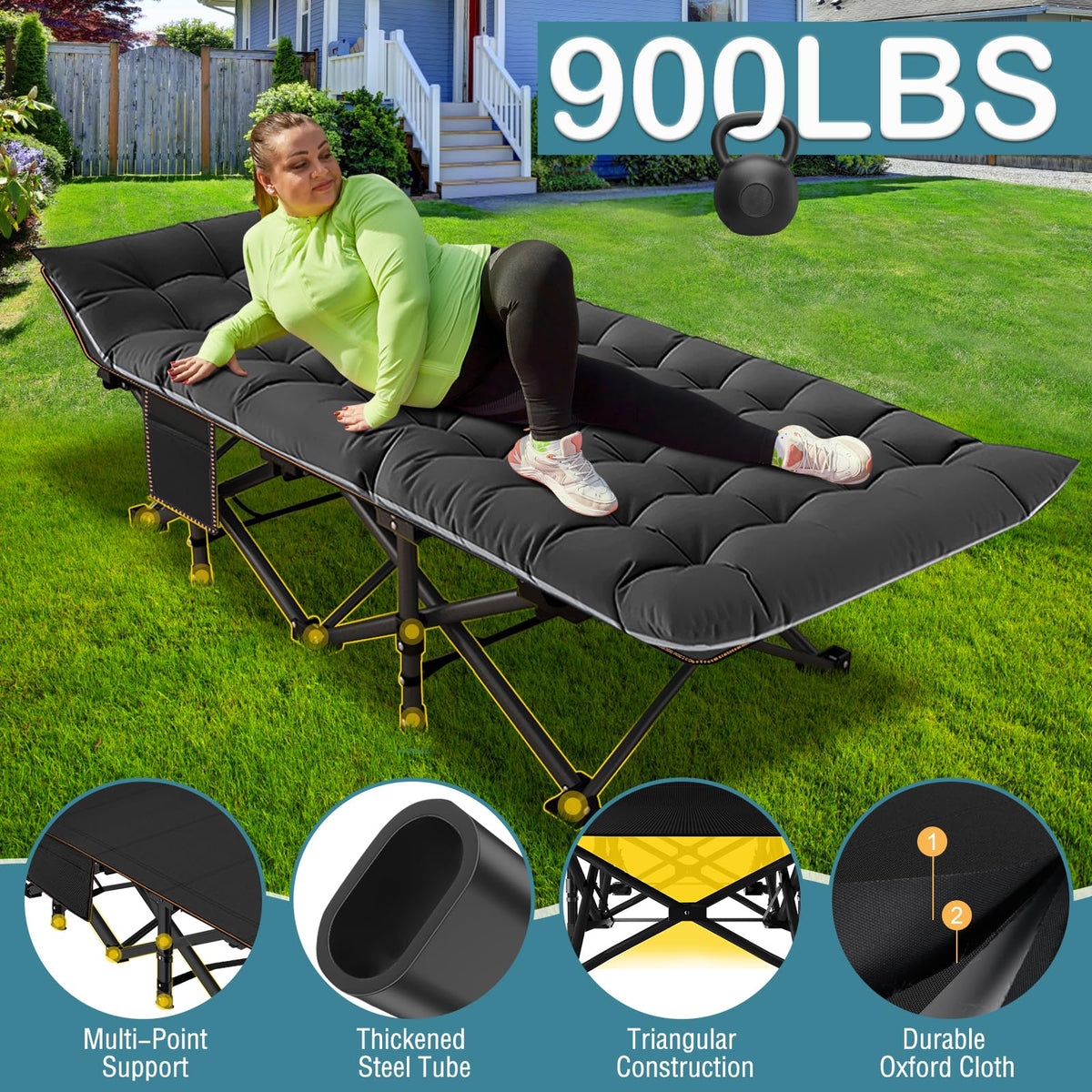 Oversized Folding Camping Cot with Carry Bag J207846