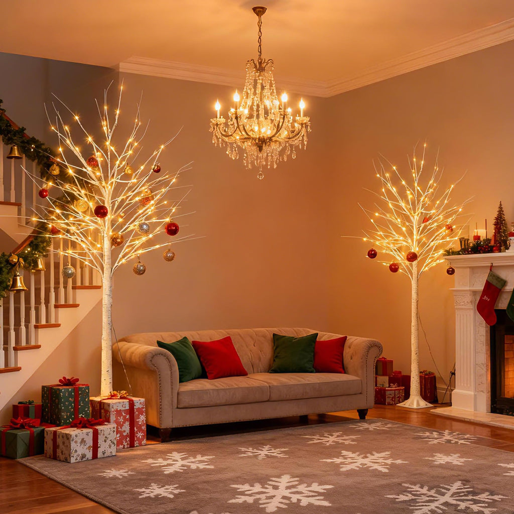 White Birch Tree with Lights, 2PCS C542764