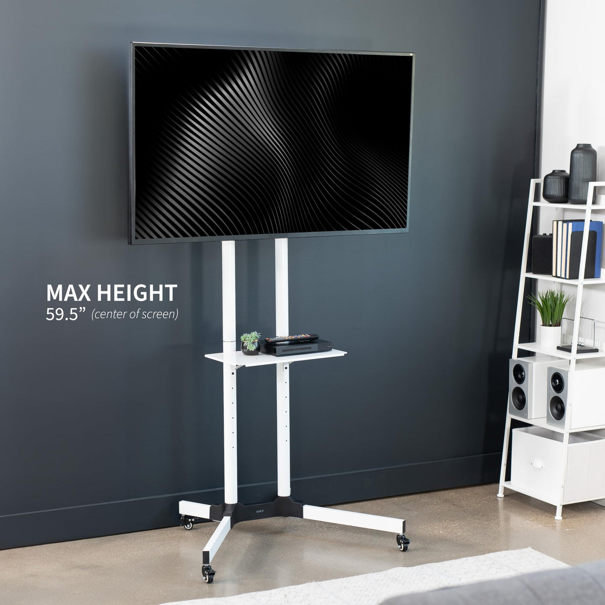 Mobile TV Cart for 32 to 83 inch Screens up to 110 lbs, White F324