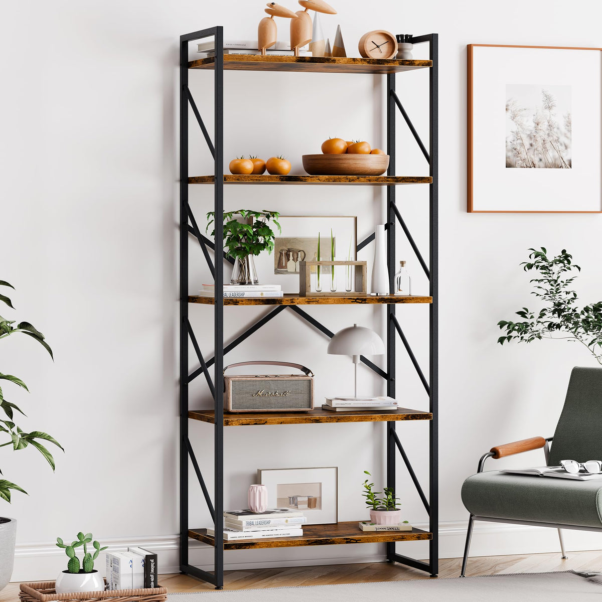5 Tier Metal Bookshelf V34572