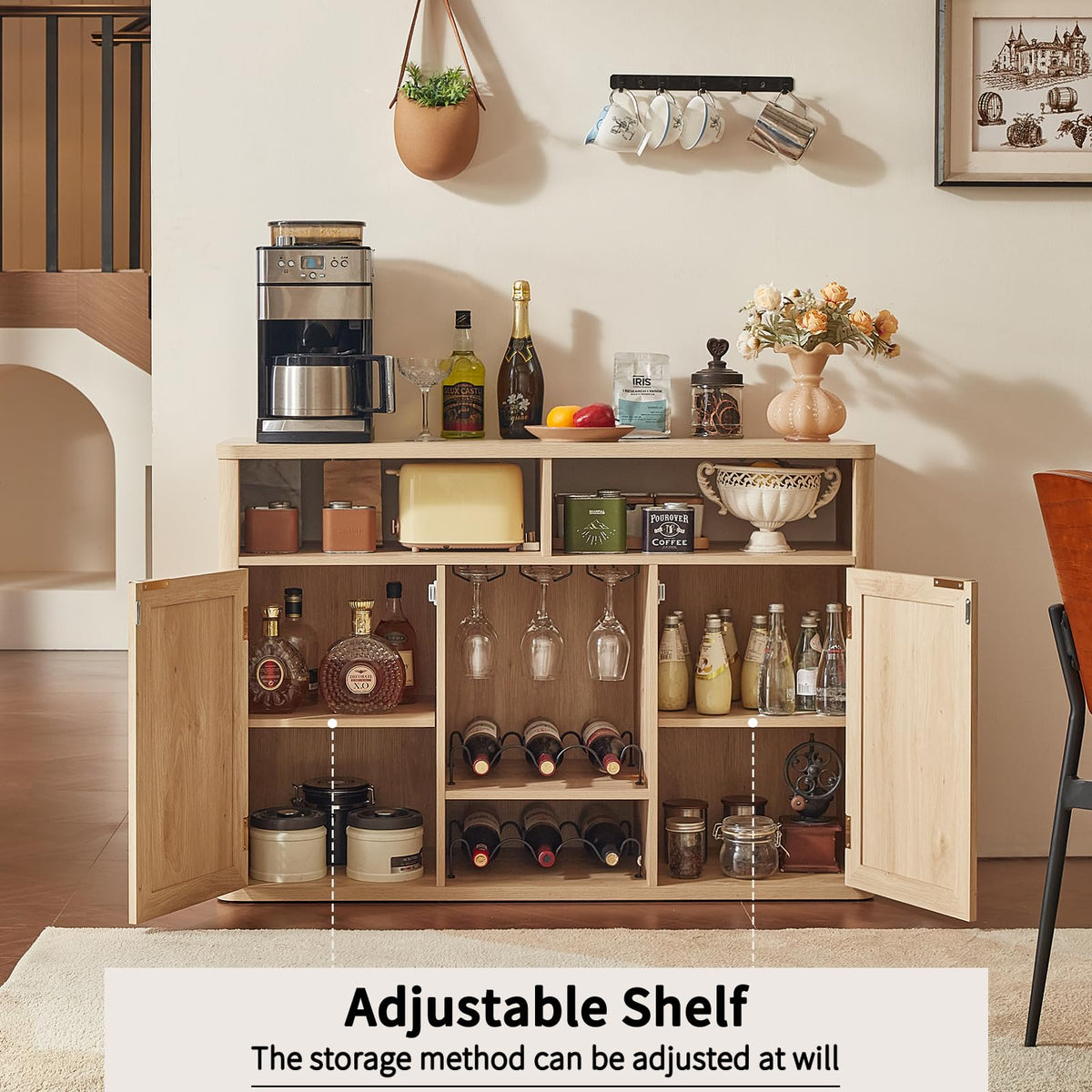 Rattan Wine Bar Cabinet with Storage K3299